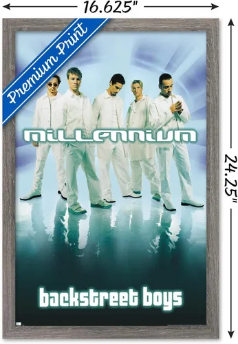 Vista 3 de Trends International Backstreet Boys - Póster de pared del milenio, 22.4 pulgadas de largo x 14.7 pulgadas, versión enmarcada en madera de granero