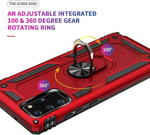 Vista 6 de Dionsibei Funda de impacto de caída de grado militar para teléfono Samsung Galaxy Note 20 5G, soporte de anillo giratorio de metal 360, armadura