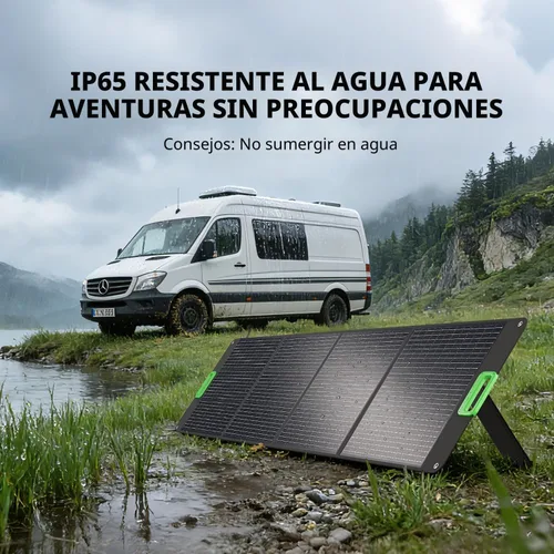 Vista 8 de Panel solar portátil de 200 W, 23.5% ETFE de alta eficiencia, cargador solar plegable para estación de energía, impermeable IP65 con 4 soportes