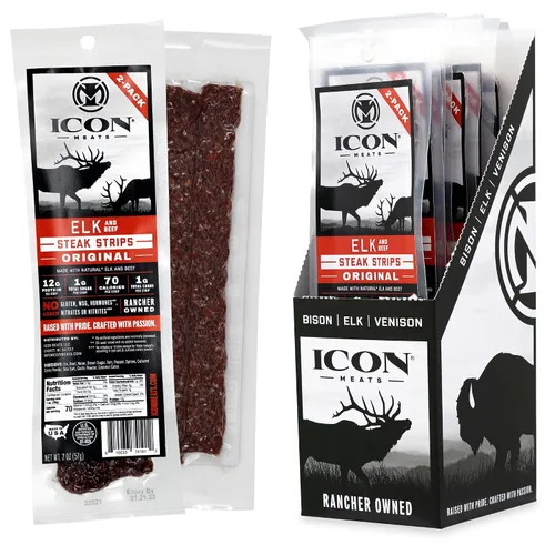 Vista 11 de ICON Meats - Tiras de carne seca de bisonte y carne de res, sabor original, 8 paquetes por caja, 2 tiras por paquete, aprobadas por el USDA, palitos