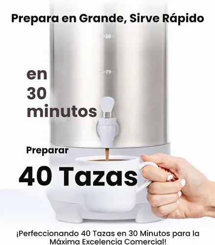 Vista 2 de [Usado] SYBO Urna de café de 45 tazas, cafetera de percolado de acero inoxidable de grado comercial, filtro extraíble, fácil de limpiar, urna