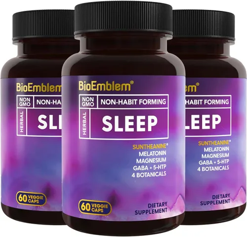Vista 8 de BioEmblem Ayuda natural para dormir para adultos con melatonina, raíz de valeriana, suntheanina y más Suplemento para dormir saludable Pastillas