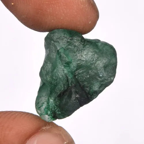 Vista 2 de Esmeralda verde rugosa, 12 quilates, piedra natural bruta certificada de esmeralda suelta