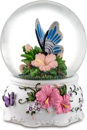 Vista 2 de Caja de música de San Francisco mariposa con flores globo musical de agua