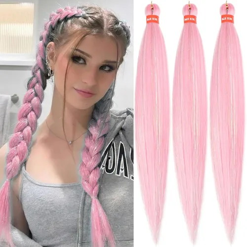 Vista 37 de Cabello trenzado preestirado ombré, extensiones de cabello trenzado sedoso, sin picazón, trenzas de cabello trenzado de ganchillo con textura Yaki