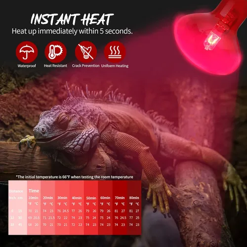 Vista 2 de Bombilla infrarroja para mascotas de 75 W, lámpara de calor de punto UVA para uso de reptiles y anfibios, Lagarto, tortuga, serpiente, camaleón