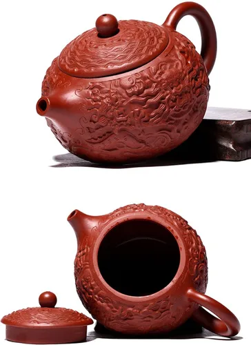 Vista 9 de Tetera Xishi de 10 onzas, dragón chino Zisha, tetera de arcilla Dahongpao Mud Kungfu, hervidor de té
