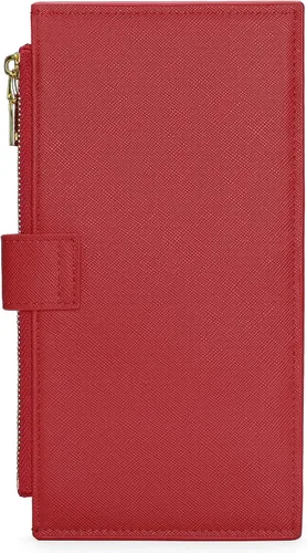 Vista 6 de GOIACII - Carteras para mujer de dos pliegues con bloqueo RFID y 2 bolsillos con cremallera, Rojo, M