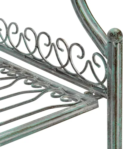 Vista 5 de SAFAVIEH Colección Outdoor Amaris - Estante de panadería de 4 niveles, estilo victoriano, de hierro forjado envejecido, color verde oscuro