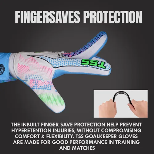 Vista 4 de Guantes de portero de fútbol para adultos y jóvenes, guantes de fútbol de alto rendimiento con protección Pro-Teck para la columna vertebral