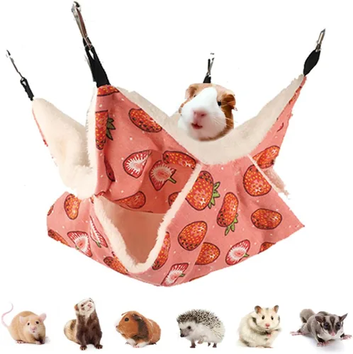 Vista 9 de LEFTSTARER Hamaca colgante para animales pequeños para mascotas, hurón, litera, jaula de juguete para hámster, rata, planeador de azúcar, loro