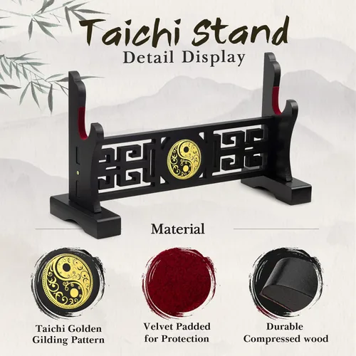 Vista 3 de Taichi - Soporte acolchado para espada, soporte de exhibición para sable de luz, espada samurái, hoja de cosplay, Tanjirou Demon Slayer Genshin