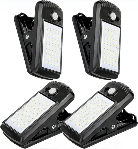 Vista 9 de YJFWAL Paquete de 2 luces solares para exteriores, 40 LED, 3 modos luces con clip con sensor de movimiento solar, impermeable IP65 para patio