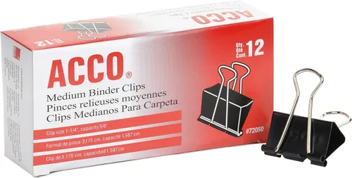 Vista 4 de ACCO 72062 - Clips para carpeta, medianos, color negro, 12 por caja, 2 cajas