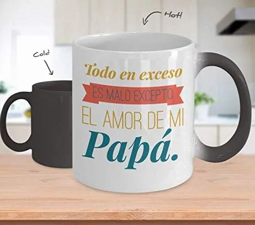 Vista 2 de Regalo para Papa Taza de Cafe Padre Feliz dia del Padre Vaso, taza café divertidas, tazas personalizadas, taza de café inspiradoras, taza