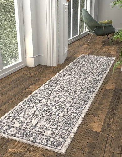 Vista 12 de Unique Loom Eco Traditional Collection - Alfombra de área - Coherance (rectangular 2' 0" x 3' 0", gris carbón/marfil)