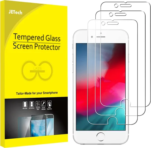 Vista 21 de JETech Protector de pantalla para iPhone SE 3/2 (edición 2022/2020), 4.7 pulgadas, película de vidrio templado, paquete de 3