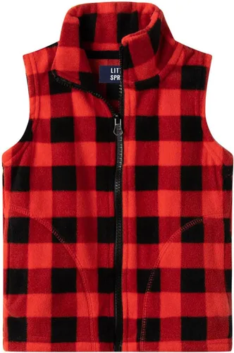 Vista 9 de LittleSpring Boys Girls Fleece Vest Sleeveless Jacket Full-Zip Fall Winter Warm Outerwear Negro