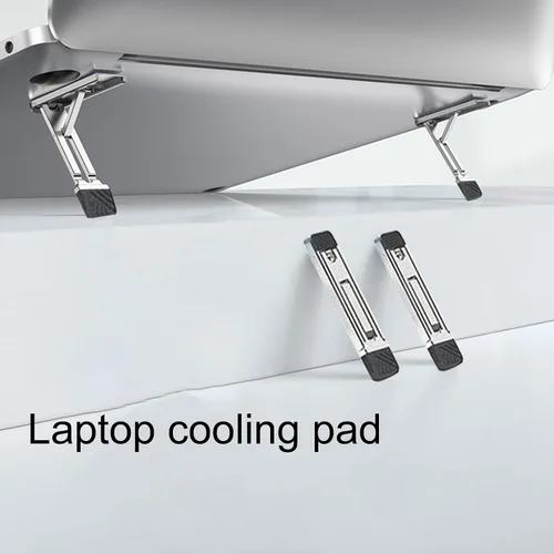 Vista 5 de Soporte plegable portátil de aluminio para computadora portátil, elevadores de enfriamiento invisibles, alturas ajustables, ordenador portátil