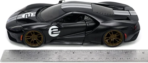 Vista 7 de Jada Toys Big Time Muscle 1:24 2017 Ford GT - Coche fundido a presión con rayas negras/blancas, juguetes para niños y adultos
