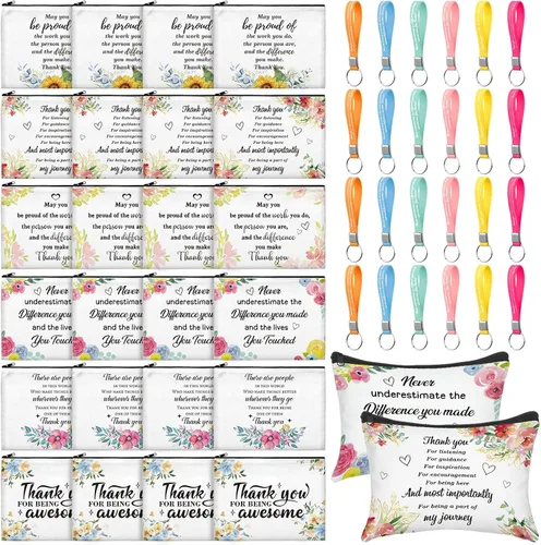 Vista 7 de Panelee 48 bolsas de cosméticos cristianos a granel para mujeres, bolsas de maquillaje con versículos de la Biblia, llaveros inspiradores, regalos