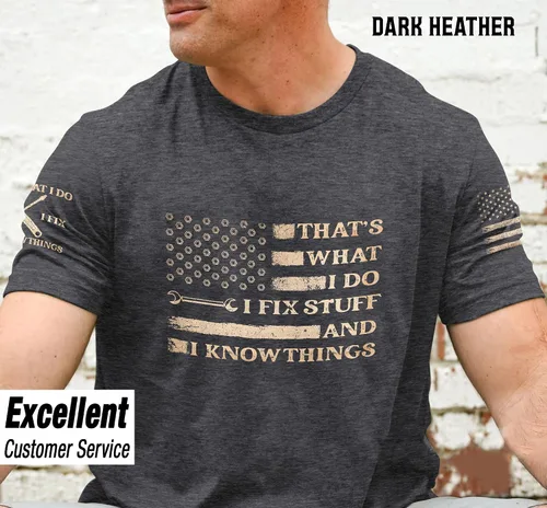 Vista 3 de Camiseta I Fix Stuff para hombre, camiseta Know Things 11