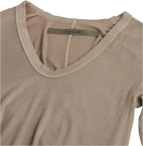 Vista 3 de Enza Costa Camiseta de manga larga con cuello en U para mujer