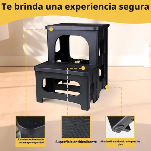 Vista 4 de AMOISE Amoise Taburete plegable de 2 escalones, reposapiés portátil antideslizante de 8 y 17 pulgadas de altura doble, soporta 300 libras