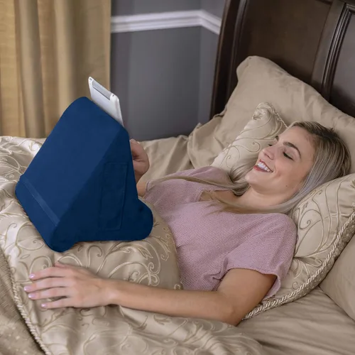 Vista 4 de Ontel Pillow Pad Ultra Multi-Ángulo Soporte Suave para Tableta, Azul