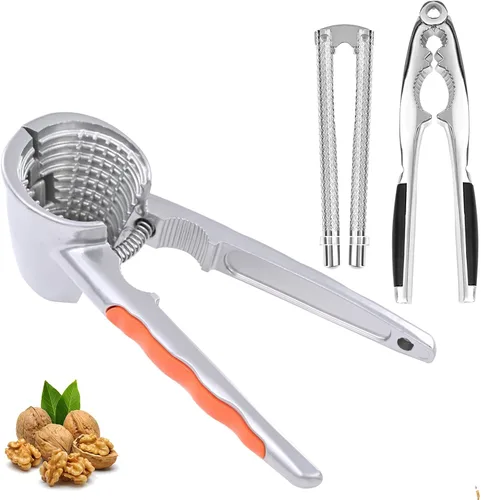 Vista 9 de Nut Crackers - Galletas de nuez de alta resistencia con 2 tenedores/púas de acero inoxidable para mariscos, cascanueces con mango antideslizante