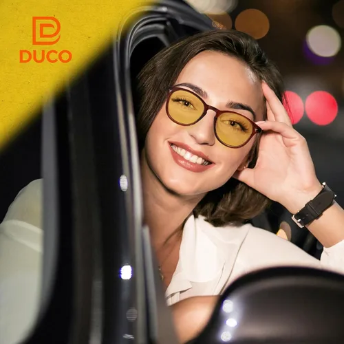 Vista 6 de DUCO Las mujeres redondas polarizadas visión nocturna conducción antideslumbrante amarillo gafas polarizadas reducen el deslumbramiento y mejoran