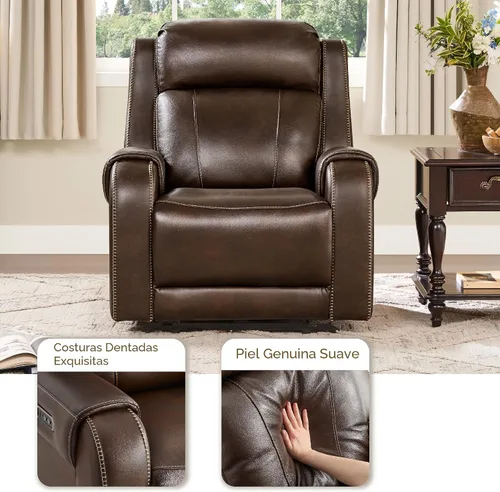 Vista 6 de CHITA Silla reclinable eléctrica de cuero genuino para adultos, sillón reclinable eléctrico que se acerca a la pared con reposacabezas eléctrico