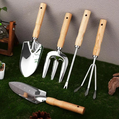 Vista 8 de DOITOOL Sturdy Stainless Steel Garden Tools Kit with Smooth Wooden Handles Rounded Edges for Safe Use Lightweight and Comfortable Grip Outdoor