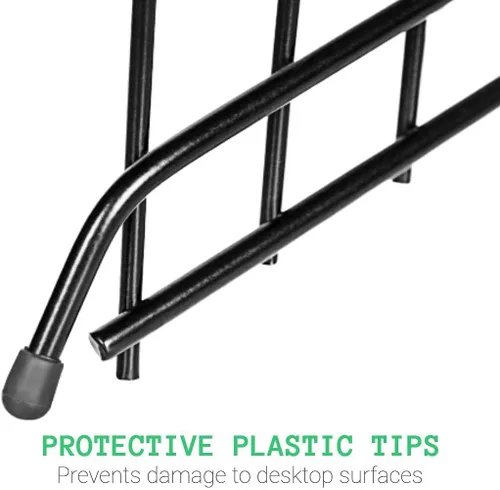 Vista 3 de Organizador de archivos 1InTheOffice para escritorio con inclinación de metal, con 8 compartimentos, negro