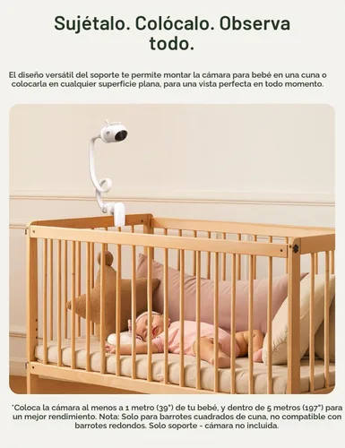 Vista 2 de Dr.Care Soporte para cuna para monitor de bebé, compatible con SBM001/SBM002/SBM005, soporte para cámara de bebé con cuello de cisne largo ajustable