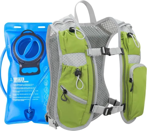 Vista 15 de Chaleco de correr para mujeres y hombres, mochila de hidratación para correr, chaleco para corredores, chaleco de hidratación, con soporte frontal