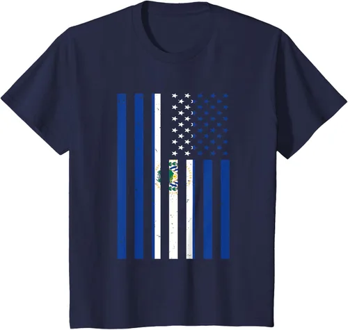 Vista 56 de El Salvador Shirt - El Salvador USA America Flag Men Women T-Shirt