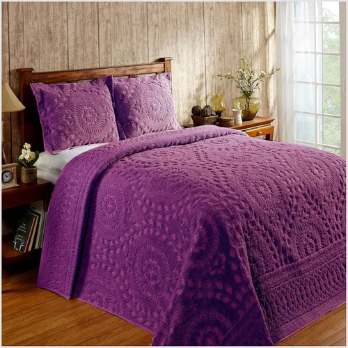 Vista 14 de Better Trends 1 colcha de chenilla tamaño matrimonial/doble, ropa de cama de chenilla 100% algodón, patrón de medallón ligero, decoración