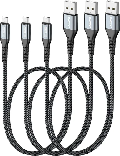 Vista 20 de SUNGUY Cable micro USB corto de 6 pulgadas, paquete de 3, cable USB a micro USB de 0.5 pies, cable de transferencia de datos USB 2.0 trenzado