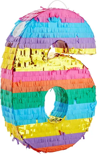 Vista 9 de BLUE PANDA Piñata arcoíris número 0 diseño de mariposa – 11.4 x 16.5 x 3 pulgadas, multicolor – Construcción de papel corrugado fácil de rellenar