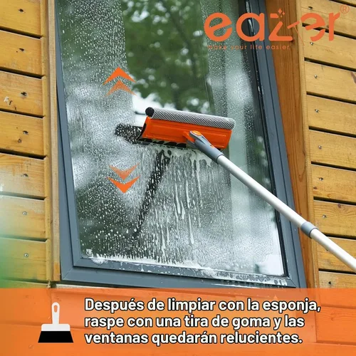 Vista 5 de Eazer Herramienta profesional de limpieza de ventanas de 46 pulgadas, escobilla giratoria 2 en 1 para kit de limpieza de ventanas, kit