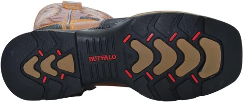 Vista 4 de King Welt Buffalo Tan - Botas de trabajo de cuero de alta calidad antideslizantes para hombre, puntera de acero, punta cuadrada, sin cordones