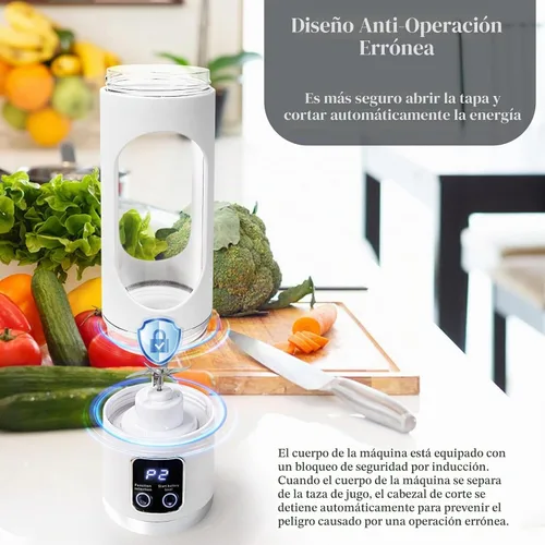 Vista 5 de HomeBeyond Licuadora portátil de tamaño personal de 15 onzas, mini licuadora inalámbrica para batidos y batidos, recargable USB-C, exprimidor