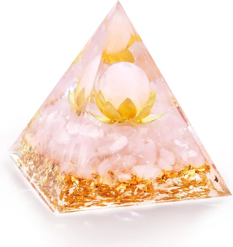 Vista 11 de Pirámide de orgón para meditación de cristal curativo, generador de energía positiva, cuarzo de roca y cuarzo rosa, promueve la riqueza