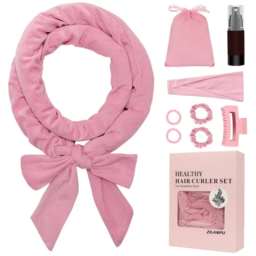 Vista 13 de ZILAMPU Diadema de Varilla Rizadora Sin Calor, Envoltorio de Rodillo de Rizos de Cabello de Terciopelo Nocturno para Mujeres con Cabello Largo Negro