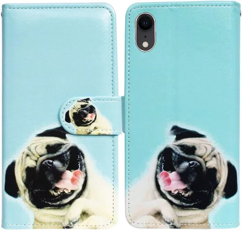 Vista 16 de Bcov Funda para iPhone XR, funda de piel con tapa y función atril para iPhone XR