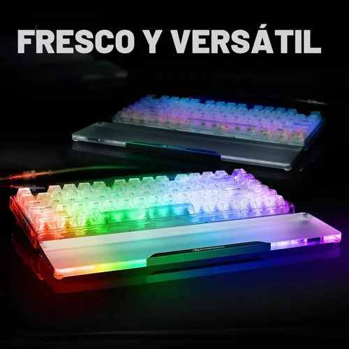 Vista 7 de Reposamuñecas de Acrílico para Teclado - Negro, Reposamuñecas Ergonómico de 68 Teclas para Teclado de Computadora Compacto-negro