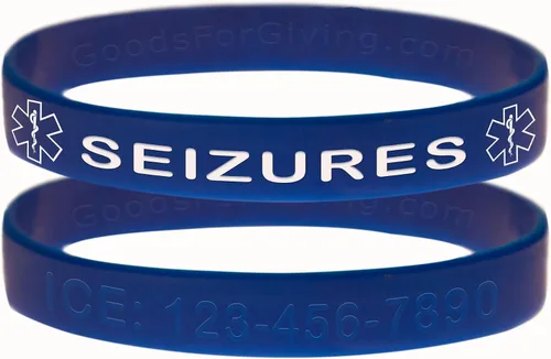 Vista 3 de Pulsera de identificación personalizada de convulsiones paquete de 5 7 pulgadas juventud negro, azul, verde, rojo y morado