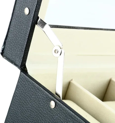 Vista 8 de DasMarine Estuche de 24 ranuras para reloj, funda de piel sintética para hombres y mujeres, organizador de reloj, parte superior acrílica, caja