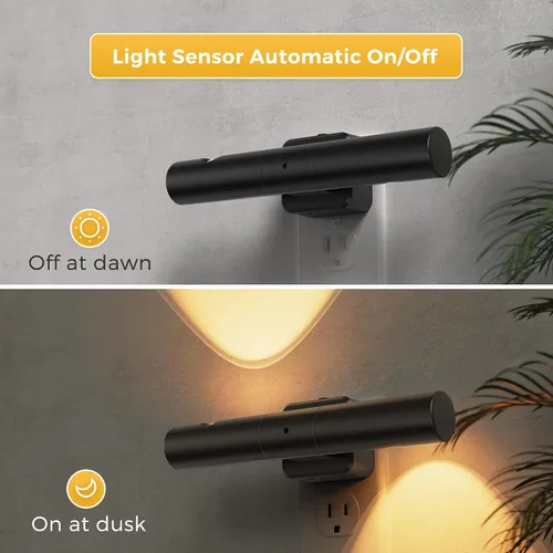 Vista 2 de L LOHAS LED Luz nocturna, luces nocturnas enchufables a la pared, sensor de luz automática de rotación de 180° [1 paquete], brillo ajustable de 0 a